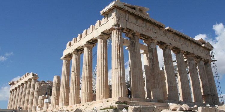 Ο Παρθενώνας, ένας αρχαίος ναός στην Ακρόπολη της Αθήνας, Ελλάδα.