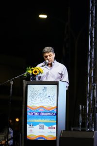Ο Χρίστος Ζαννέτος κατά την ομιλία του στην εκδήλωση της Ναυτικής Εβδομάδας στην Αλεξανδρούπολη.